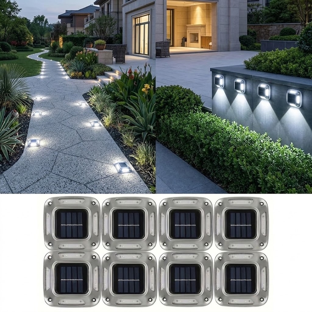 Outdoor Lighting On Stairs - 8 قطع من أضواء المسار الشمسية