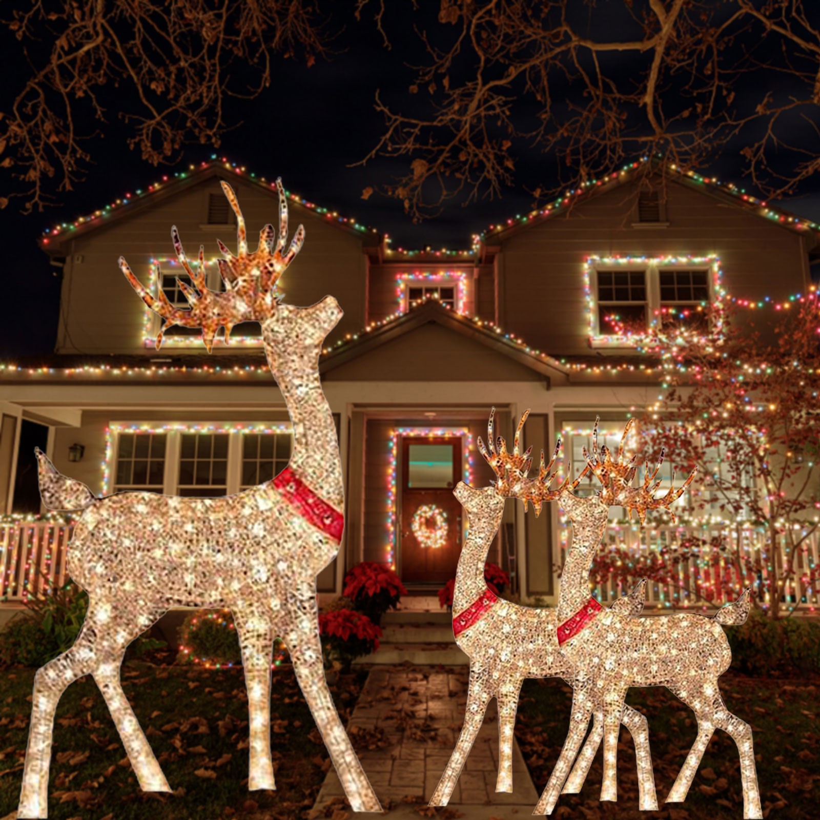 Outdoor Lighting Event - غزلان مزخرف لعيد الميلاد ، أضواء
