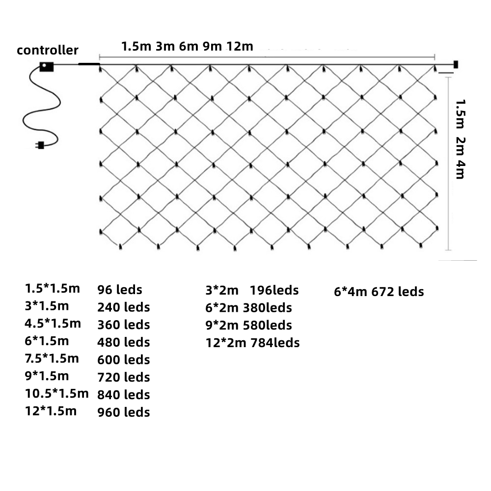 أضواء LED شبكية 3م/6م/12م، سلس - مراجعة Outdoor Lighting Grid Screen وسعره