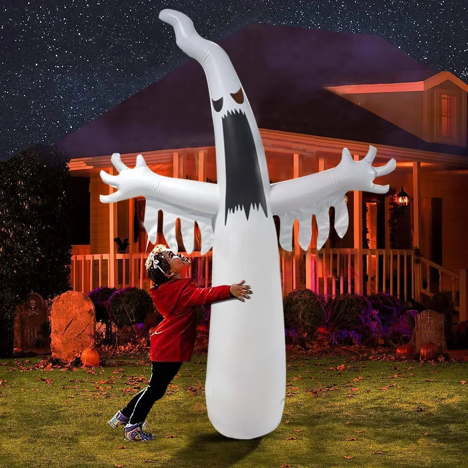 هالوين نفخ شبح مخيف مع أضواء L - مراجعة Outdoor Lighting Event وسعره