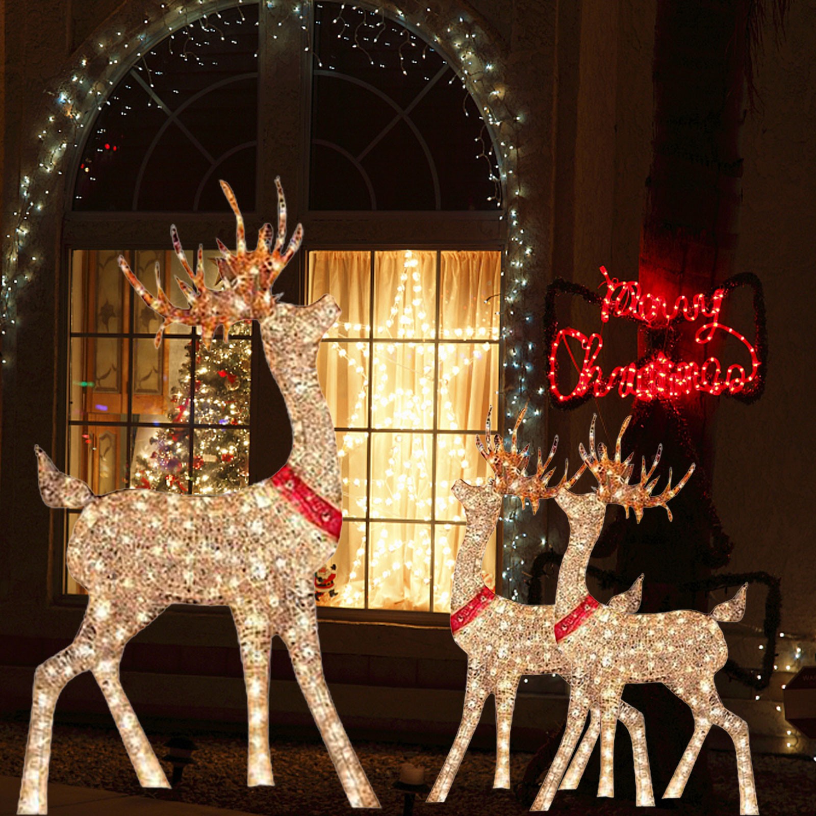 غزلان مزخرف لعيد الميلاد ، أضو - مراجعة Outdoor Lighting Event وسعره