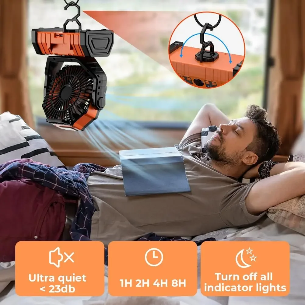 مروحة تخييم قابلة لإعادة الشحن - مراجعة Outdoor Lighting Nearby وسعره