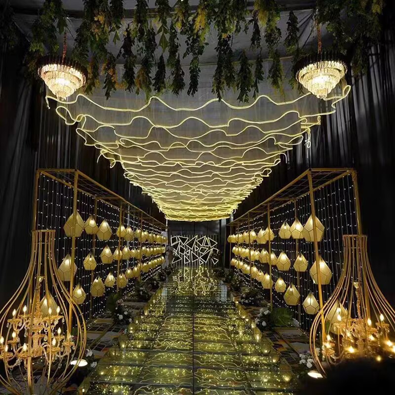 زينة سقف للأعراس، ستارة شبكية  - مراجعة Outdoor Lighting Event وسعره